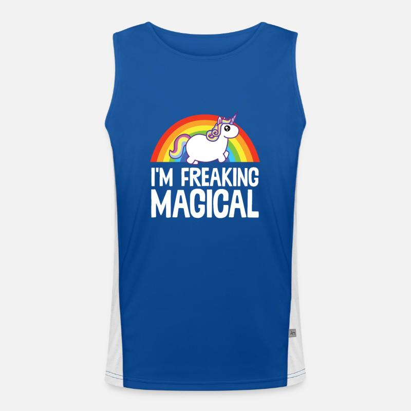I'm Freaking Magical Cute Pink Unicorn Rainbow Men's Functional Contrast Tank Top 