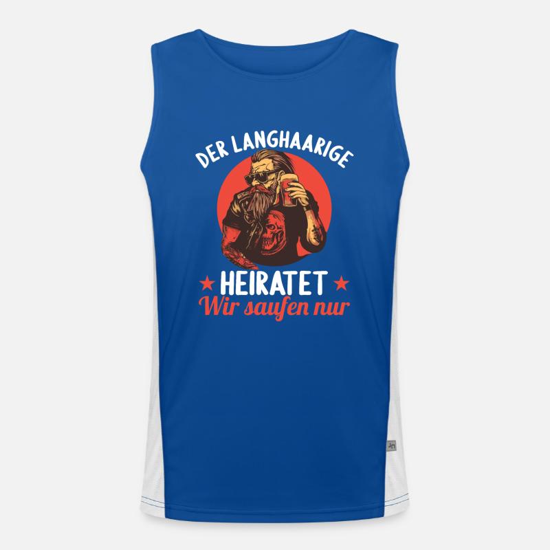 der Langhaarige heiratet JGA Junggesellenabschied Funktionelles Kontrast-Tank Top für Männer 
