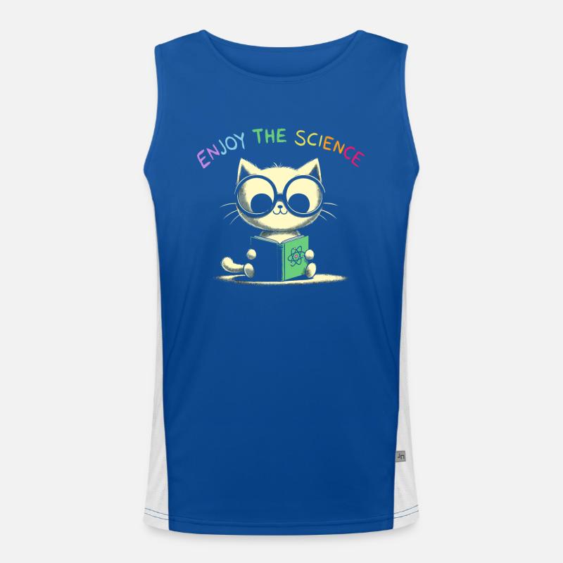 Profitez de la science. Chat d’école mignon. Débardeur respirant contrasté Homme 