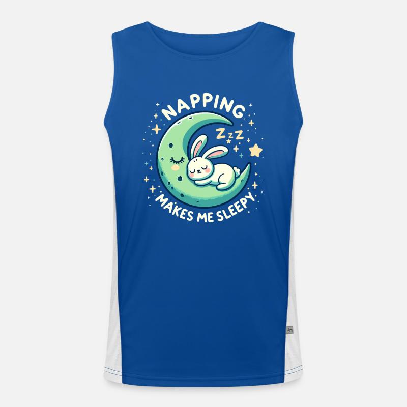 Napping Makes Me Sleepy. Cute Rabbit. Men's Functional Contrast Tank Top 