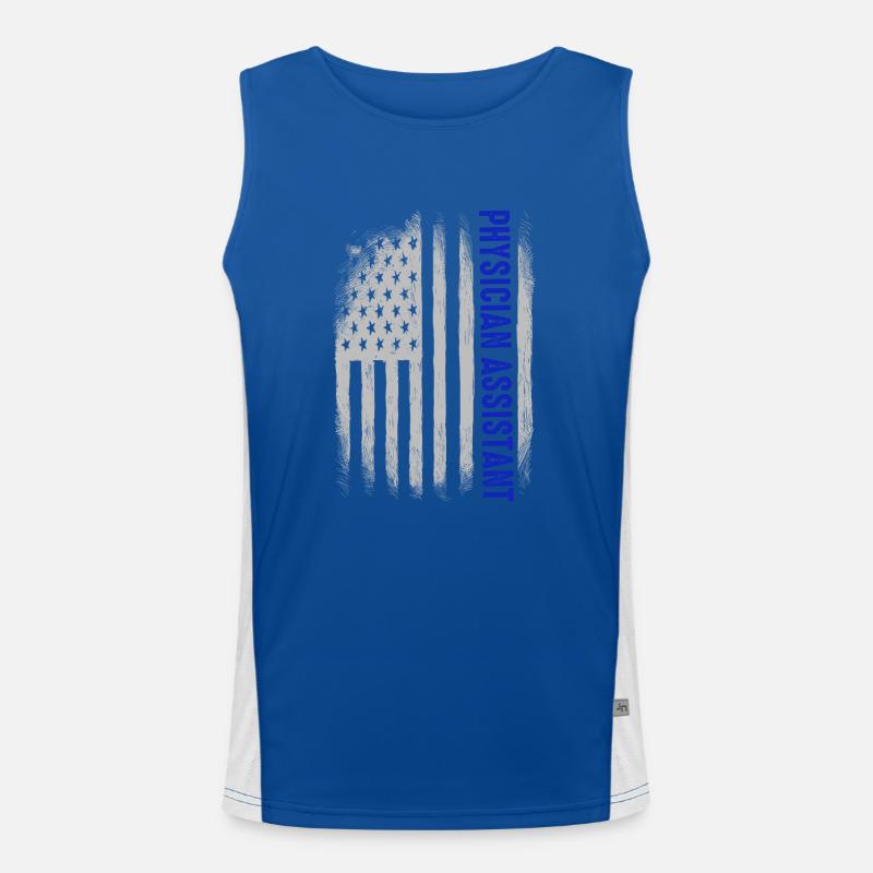 Flagge USA Arzt Assistent Rretro Student Funktionelles Kontrast-Tank Top für Männer 