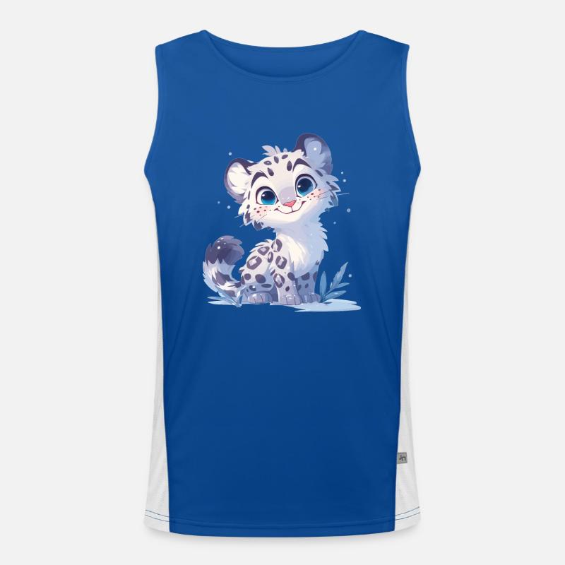 Snow Leopard Schneeleoparden Schneeleopard - Men's Functional Contrast Tank Top  - royal/white
