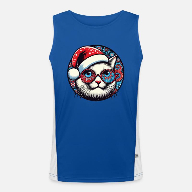 Cat, Christmas, Hat Men's Functional Contrast Tank Top 