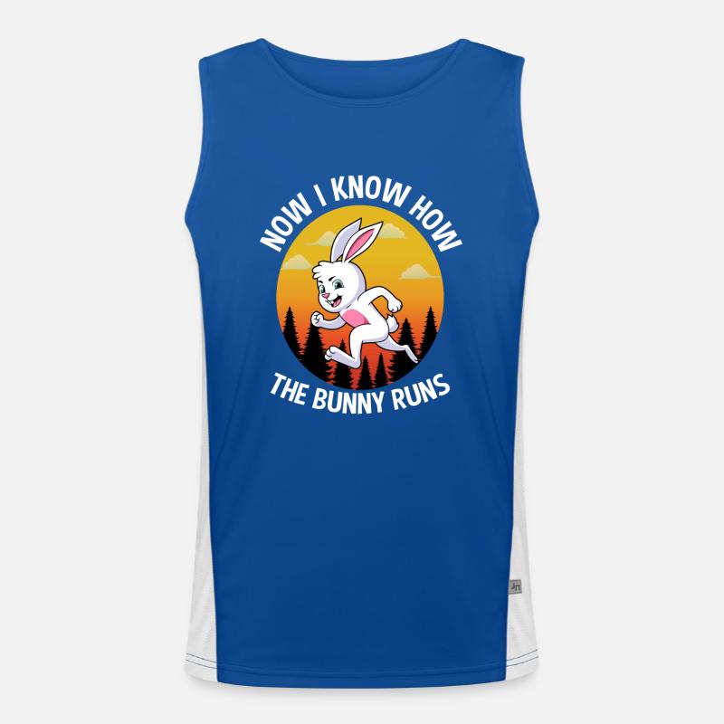 Now i Know How The Bunny Runs German Proverbs Men's Functional Contrast Tank Top 