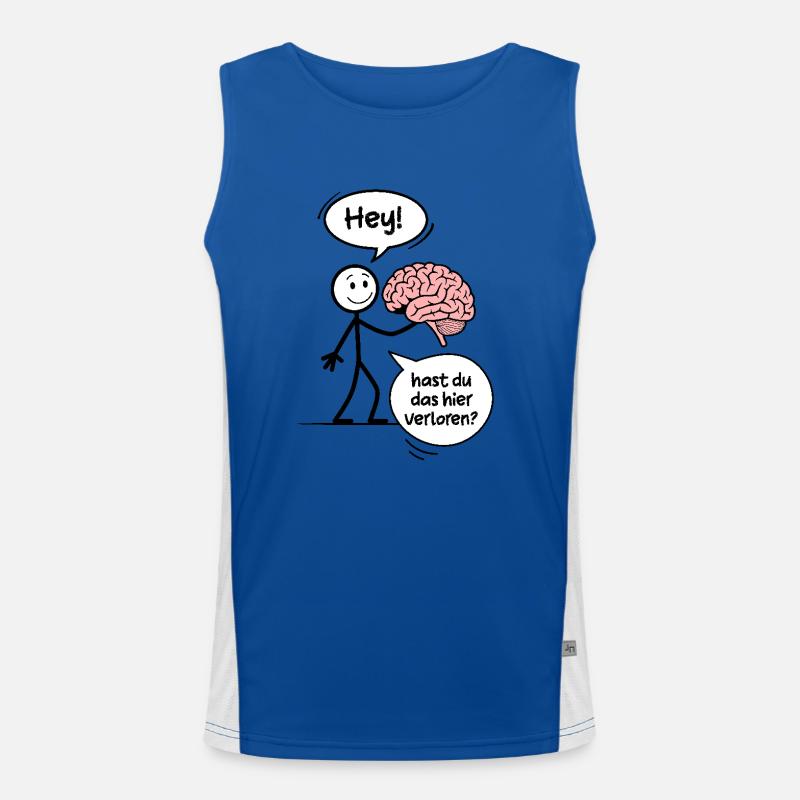 Funny stick figure with lost brain Men's Functional Contrast Tank Top 