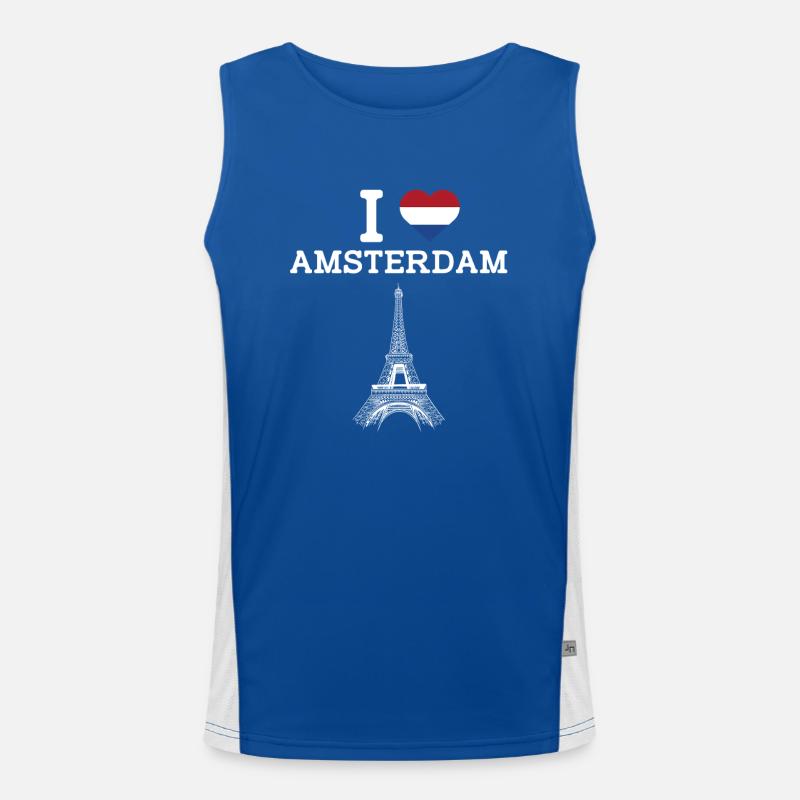 J’aime Amsterdam Cool Pays-Bas Drapeau Tour Eiffel Débardeur respirant contrasté Homme 