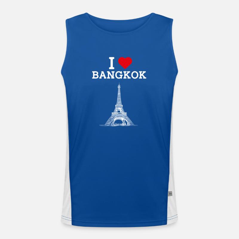 I Love Bangkok Cool Eiffel Tower Thailand Lover Men's Functional Contrast Tank Top 