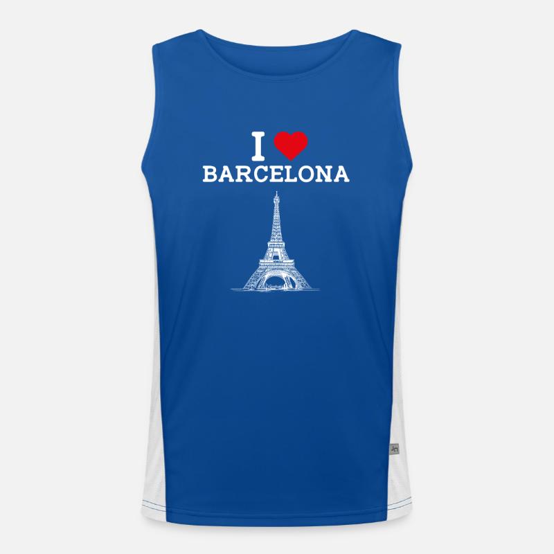 J’aime Barcelone Cool Flag Coeur Tour Eiffel Jeu de mots Débardeur respirant contrasté Homme 