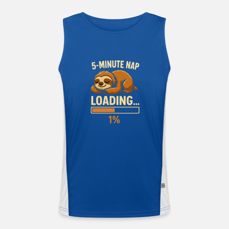 5-Minute Nap Loading… Sloth Progress-Bar Cute Men's Functional Contrast Tank Top 