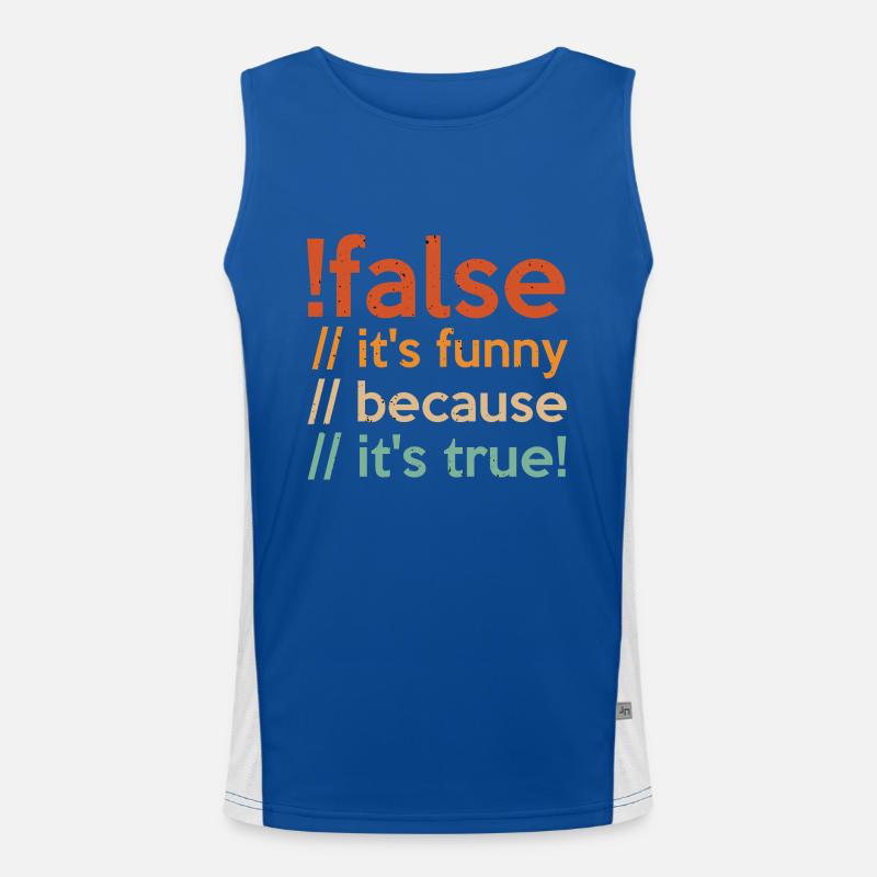 Programmeur faux vrai Code étudiant informaticien Débardeur respirant contrasté Homme 