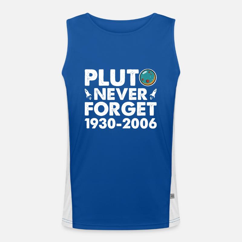 Never Forget Pluto Funny Planet Pluto Men's Functional Contrast Tank Top 