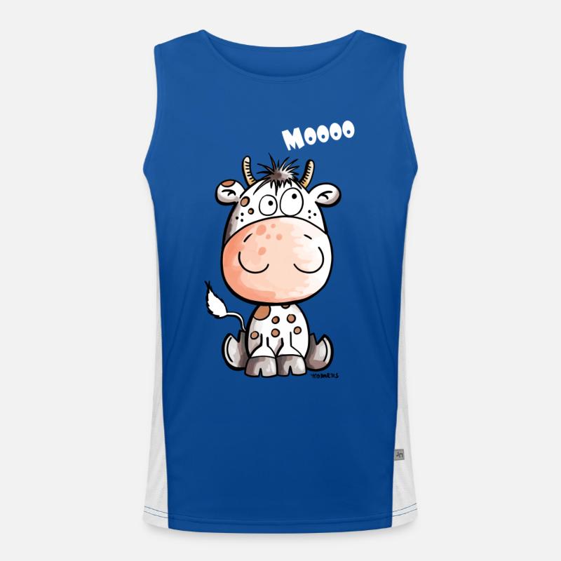 Mooo Kuh - Kalb - Kühe - Tiere - Comic - Fun Funktionelles Kontrast-Tank Top für Männer 