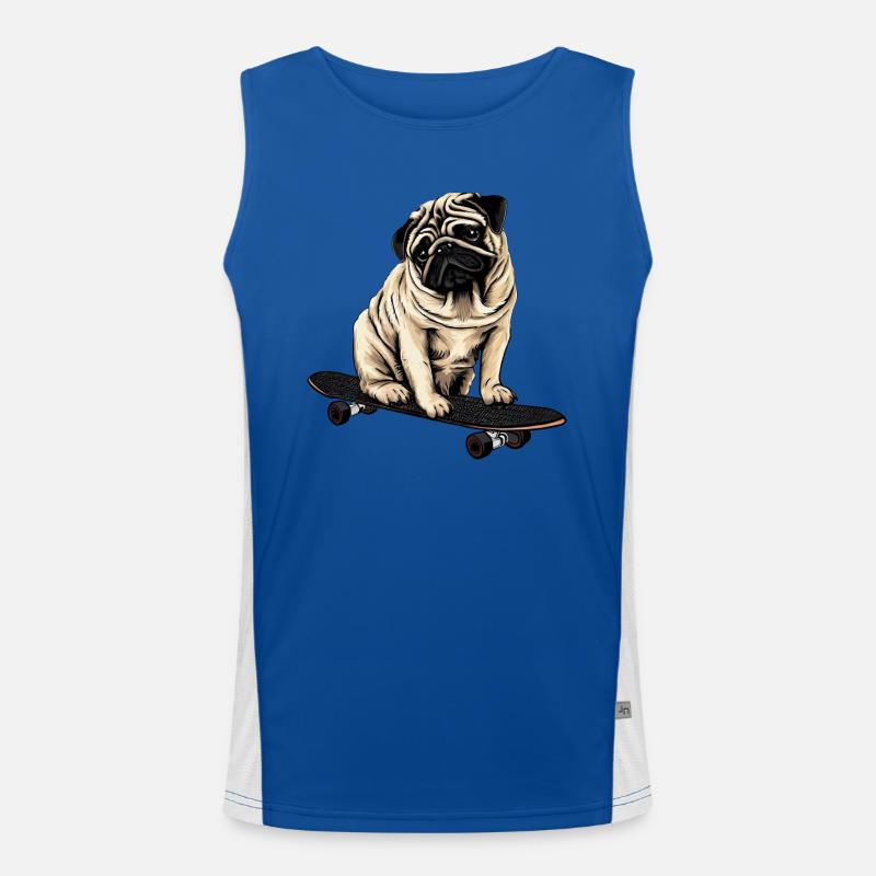 Mops auf dem Skateboard: Niedlicher Rollspaß Funktionelles Kontrast-Tank Top für Männer 
