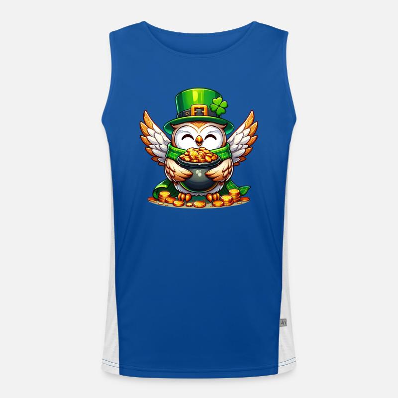 St. Patricks Day Eule mit Gold Funktionelles Kontrast-Tank Top für Männer 