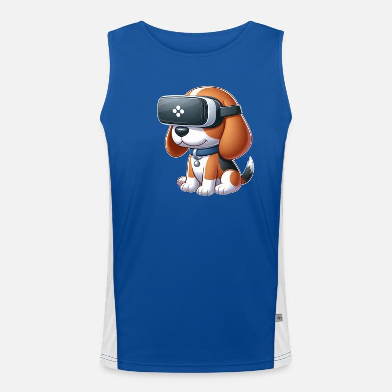 Beagle Hund VR Gamer Gaming Science Fiction Funktionelles Kontrast-Tank Top für Männer 