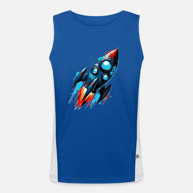 Rocket Man Rocket Launch - Men's Functional Contrast Tank Top  - royal/white