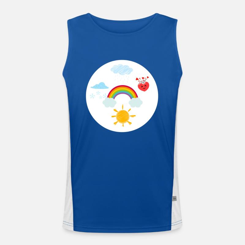Rainbow, Sun, Cloud, Lucky Bear Men's Functional Contrast Tank Top 