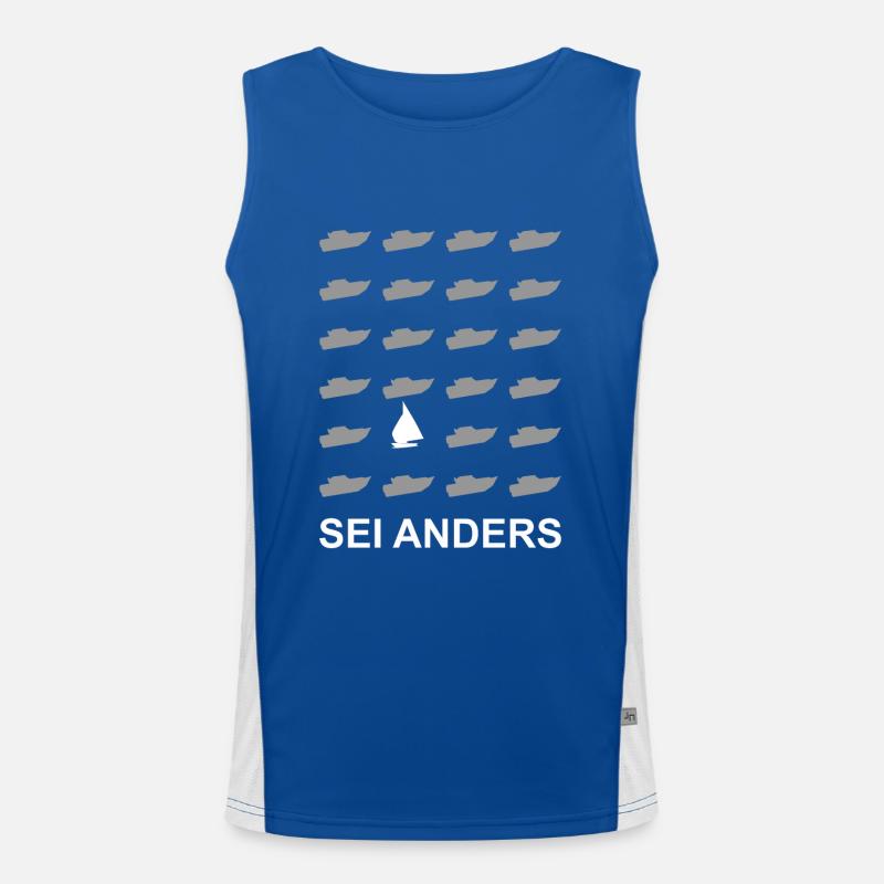 sei anders - sei mutig - geh segeln Funktionelles Kontrast-Tank Top für Männer 