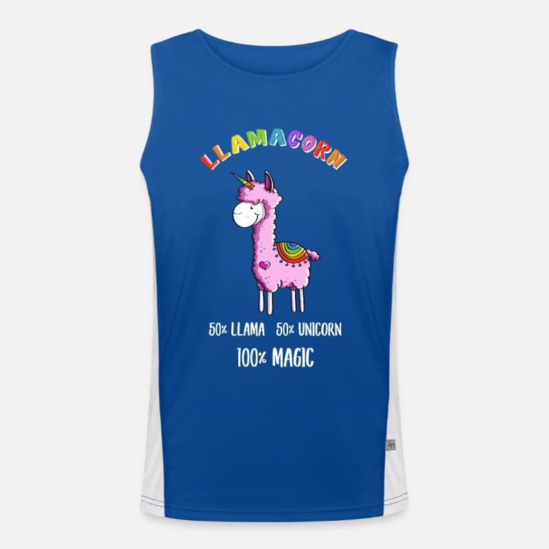 Magic Llamacorn Lama Einhorn Comic Funktionelles Kontrast-Tank Top für Männer 