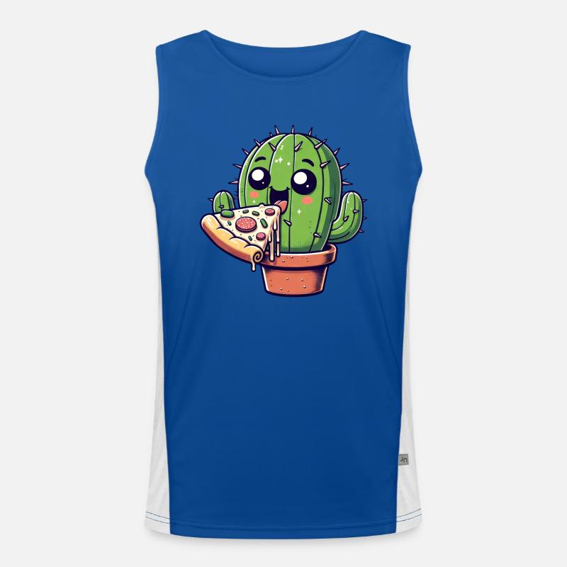 Cute Cactus Pizza Comic Men's Functional Contrast Tank Top 