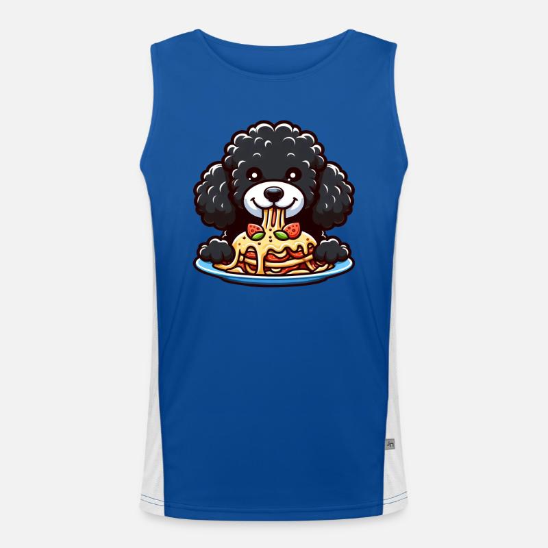 Black Poodle and Lasagna Comic Men's Functional Contrast Tank Top 