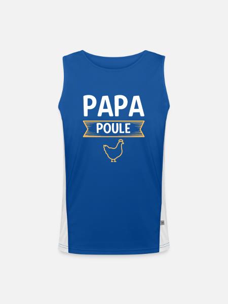Papa poule humour fte des pres - Débardeur respirant contrasté Homme  - bleu/blanc - Devant
