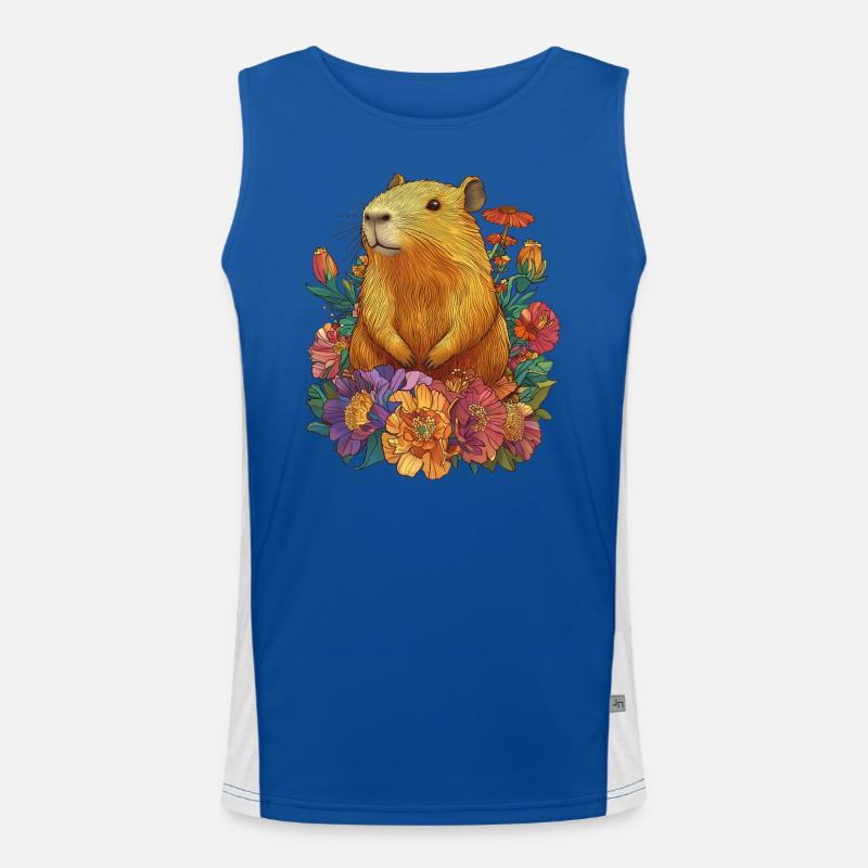 Capybara Blumen Funktionelles Kontrast-Tank Top für Männer 