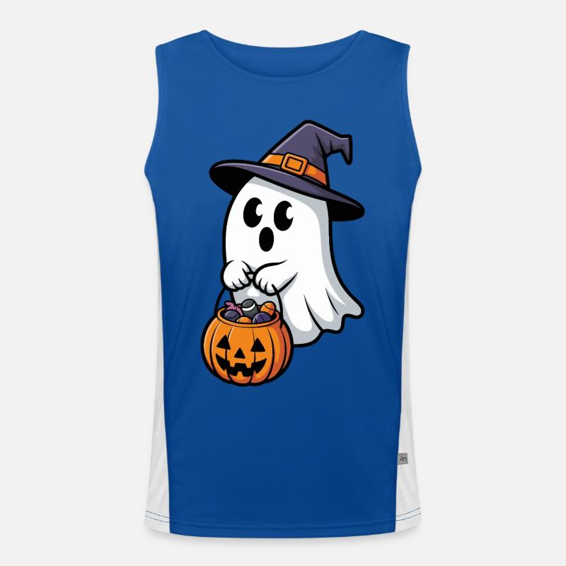 Scary Halloween Witch Ghost Design Men's Functional Contrast Tank Top 