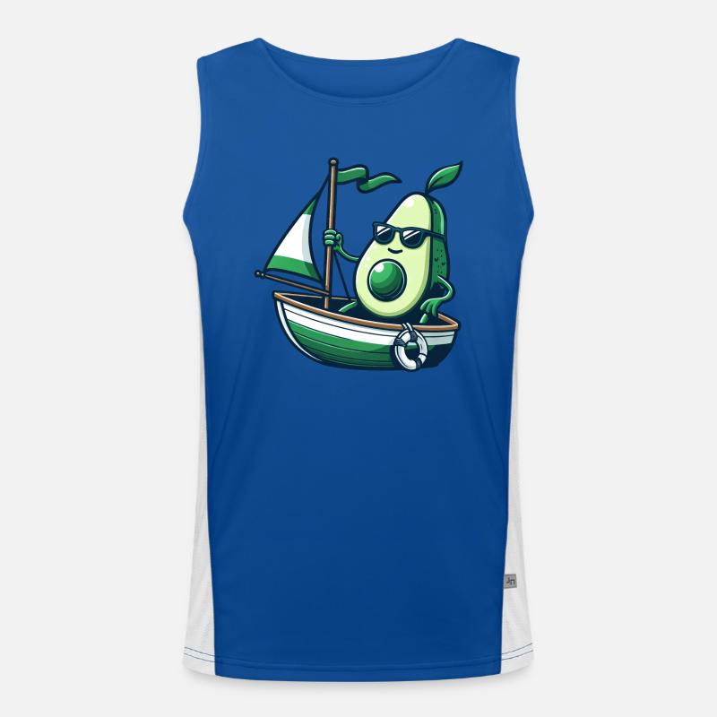 Cool summer sailing dinghy with avocado Men's Functional Contrast Tank Top 