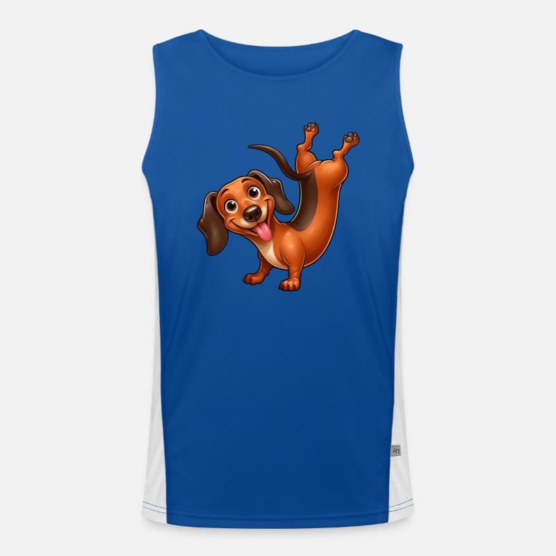 Funny Dachshund Handstand Gymnastics Athlete Men's Functional Contrast Tank Top 
