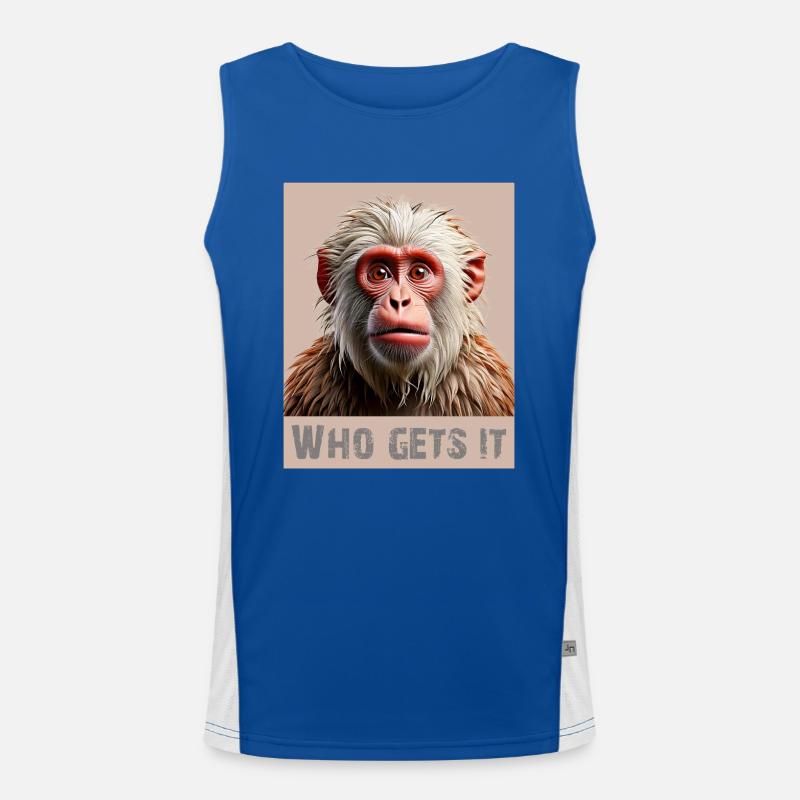 Affe – Who Gets It? | Witziges Design Funktionelles Kontrast-Tank Top für Männer 