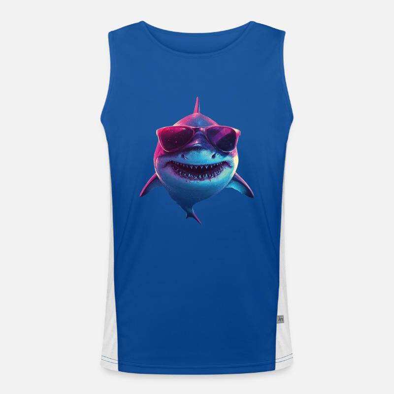 Hai mit Sonnenbrille Funktionelles Kontrast-Tank Top für Männer 