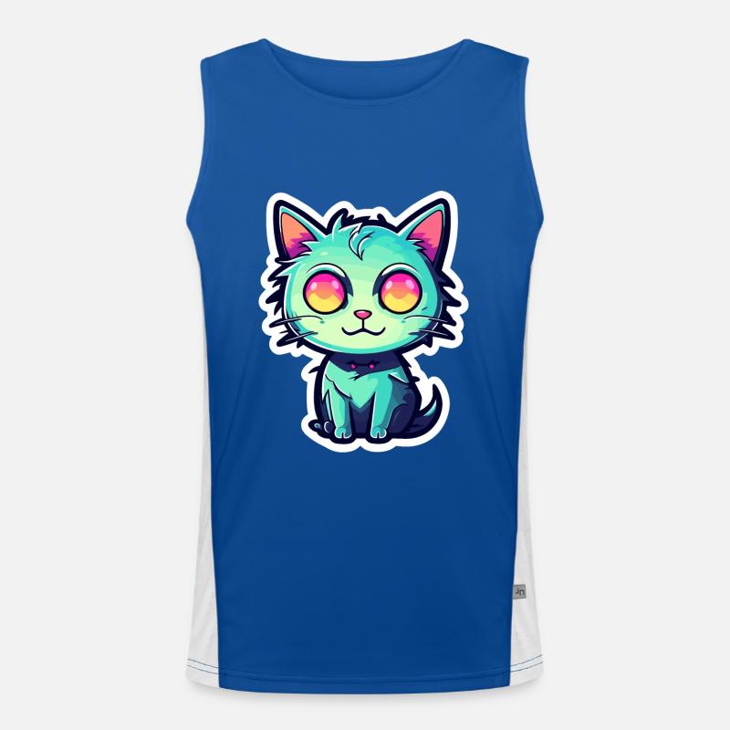 Cute Cat Illustration Men's Functional Contrast Tank Top 