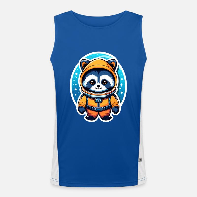 Waschbär Astronaut Illustration Funktionelles Kontrast-Tank Top für Männer 