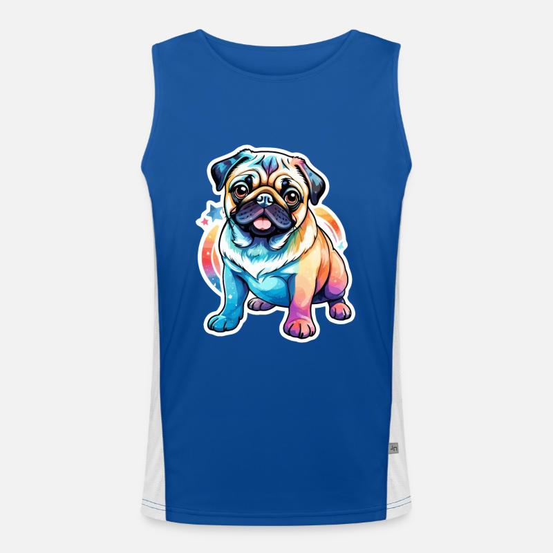 Mops Wasserfarben Funktionelles Kontrast-Tank Top für Männer 