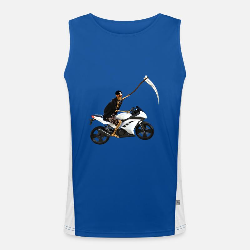Sensenmann steigt um auf´s Motorrad Funktionelles Kontrast-Tank Top für Männer 