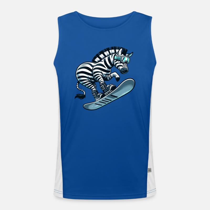 Zebra Snowboard Snowboarder Snowboarding Süß Comic Funktionelles Kontrast-Tank Top für Männer 