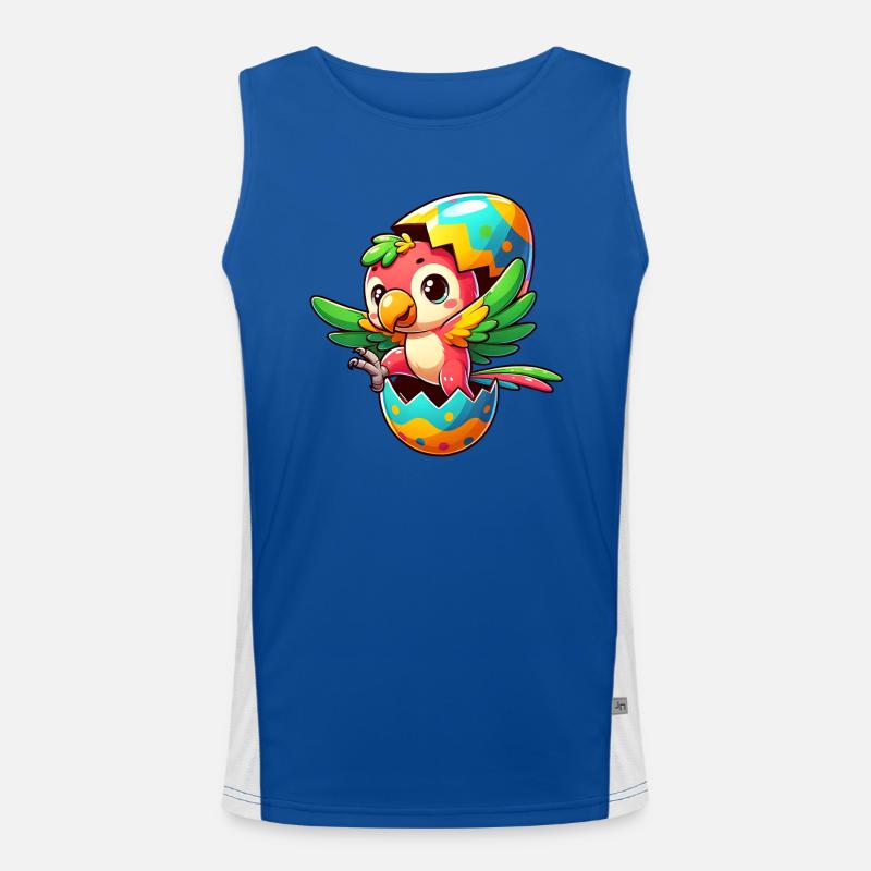 Easter Parrot Hatches from Egg Men's Functional Contrast Tank Top 