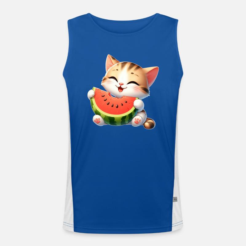 Melon Chat Pastèque Drôle Fruité Débardeur respirant contrasté Homme 