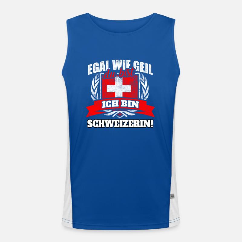 Schweiz Schweizerin Schweizerisch Geschenk Funktionelles Kontrast-Tank Top für Männer 