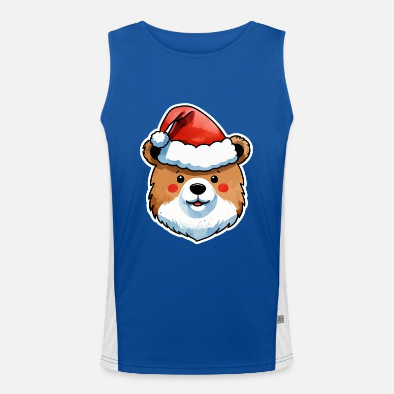 Bear Christmas Drawing Men's Functional Contrast Tank Top 