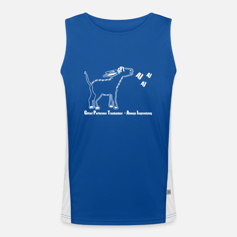 AI Comedy, Funny Chat GPT, Donkey AI Fun bytes v2 Men's Functional Contrast Tank Top 