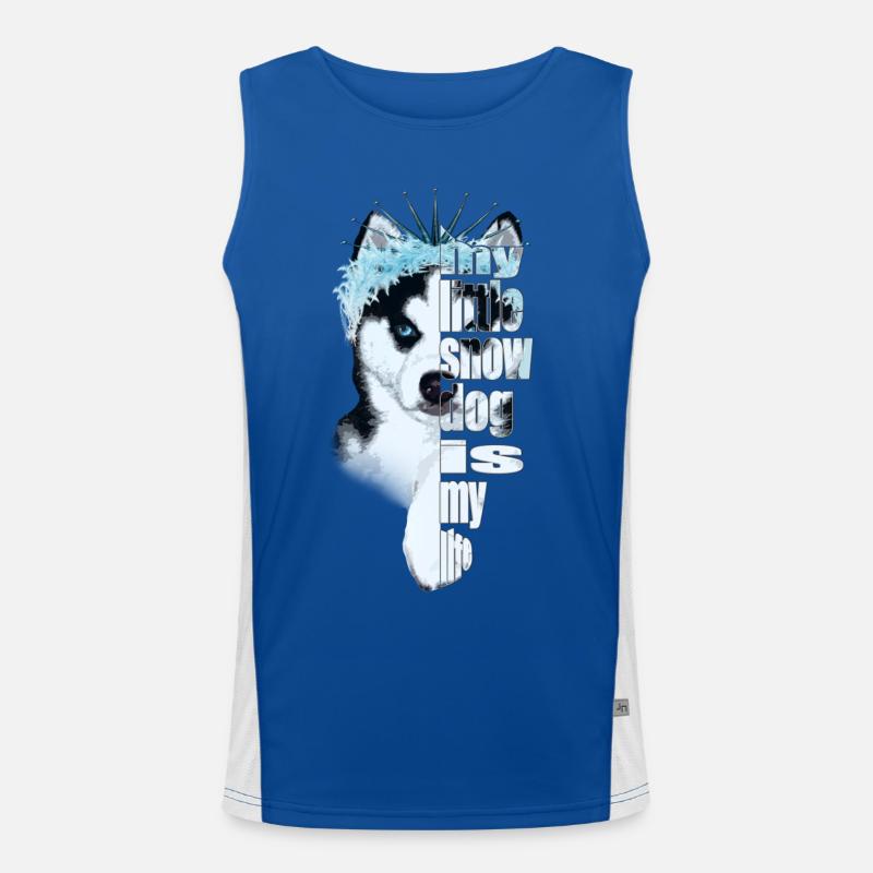 Eisbedeckter Husky mit Spruch - Men's Functional Contrast Tank Top  - royal/white