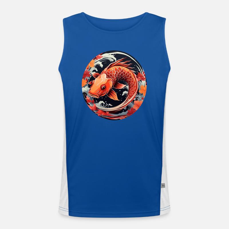 Autumn koi fish at sunset Men's Functional Contrast Tank Top 