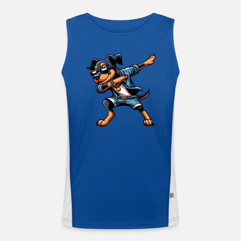 Cool Doberman Dabbing Chien Style De Dessin Animé Débardeur respirant contrasté Homme 