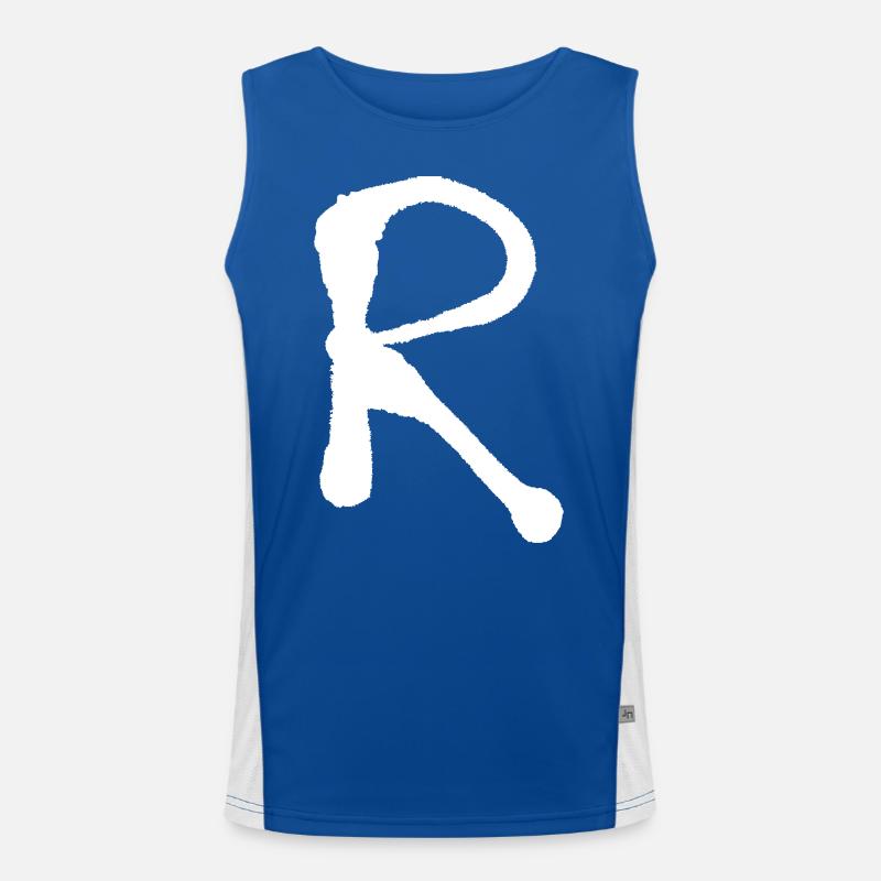 R - Iinitale / Letter - Sprayed Men's Functional Contrast Tank Top 
