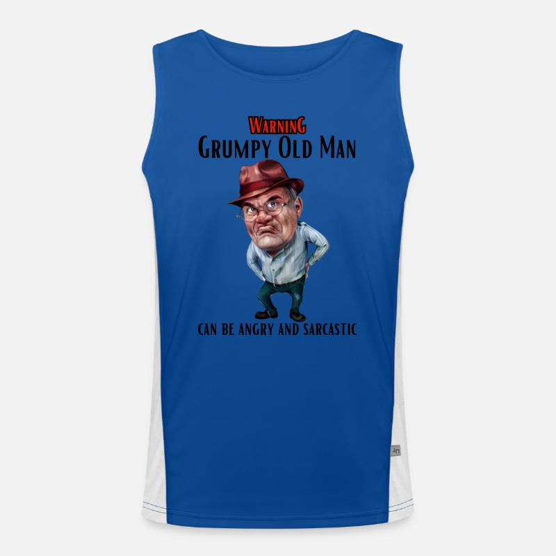 Warning Grumpy Old Man - Men's Functional Contrast Tank Top - royal/white