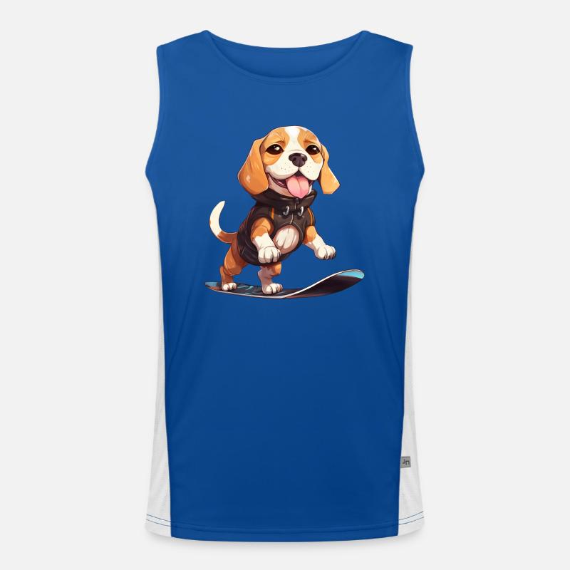 Süßer Beagle Snowboarder - Winterfreude im Funktionelles Kontrast-Tank Top für Männer 