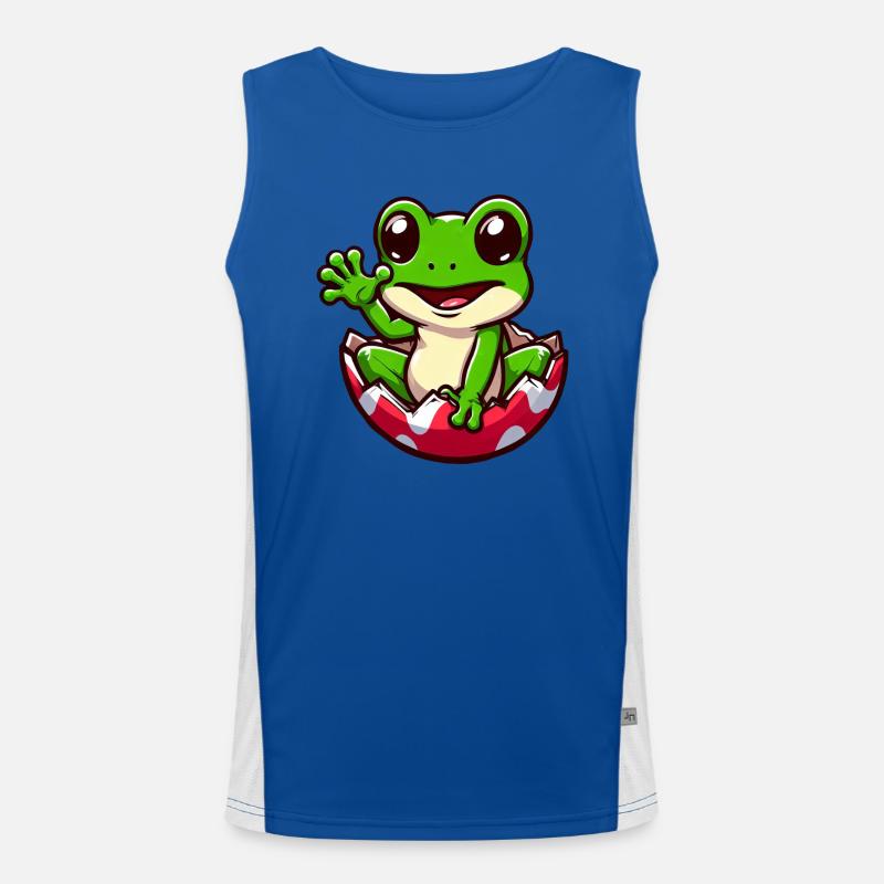 Oeuf de Pâques coloré avec conception de grenouille éclosion Débardeur respirant contrasté Homme 