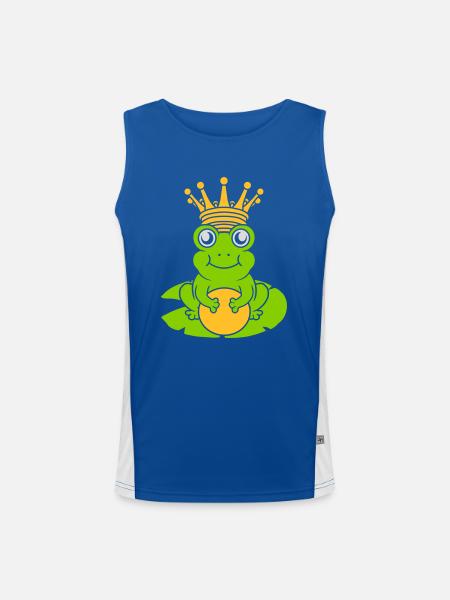 Enchanted Frog King sits water lily - Men's Functional Contrast Tank Top  - royal/white - Front